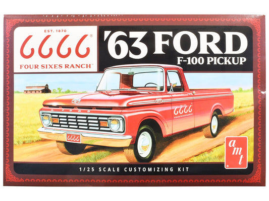 Skill 2 Model Kit 1963 Ford F-100 Pickup Truck "Four Sixes Ranch" 3-in-1 Kit 1/25 Scale Model by AMT  free shipping USA