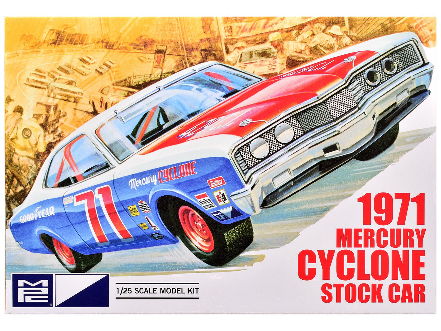Skill 2 Model Kit 1971 Mercury Cyclone Stock Car 1/25 Scale Model by MPC  free shipping USA