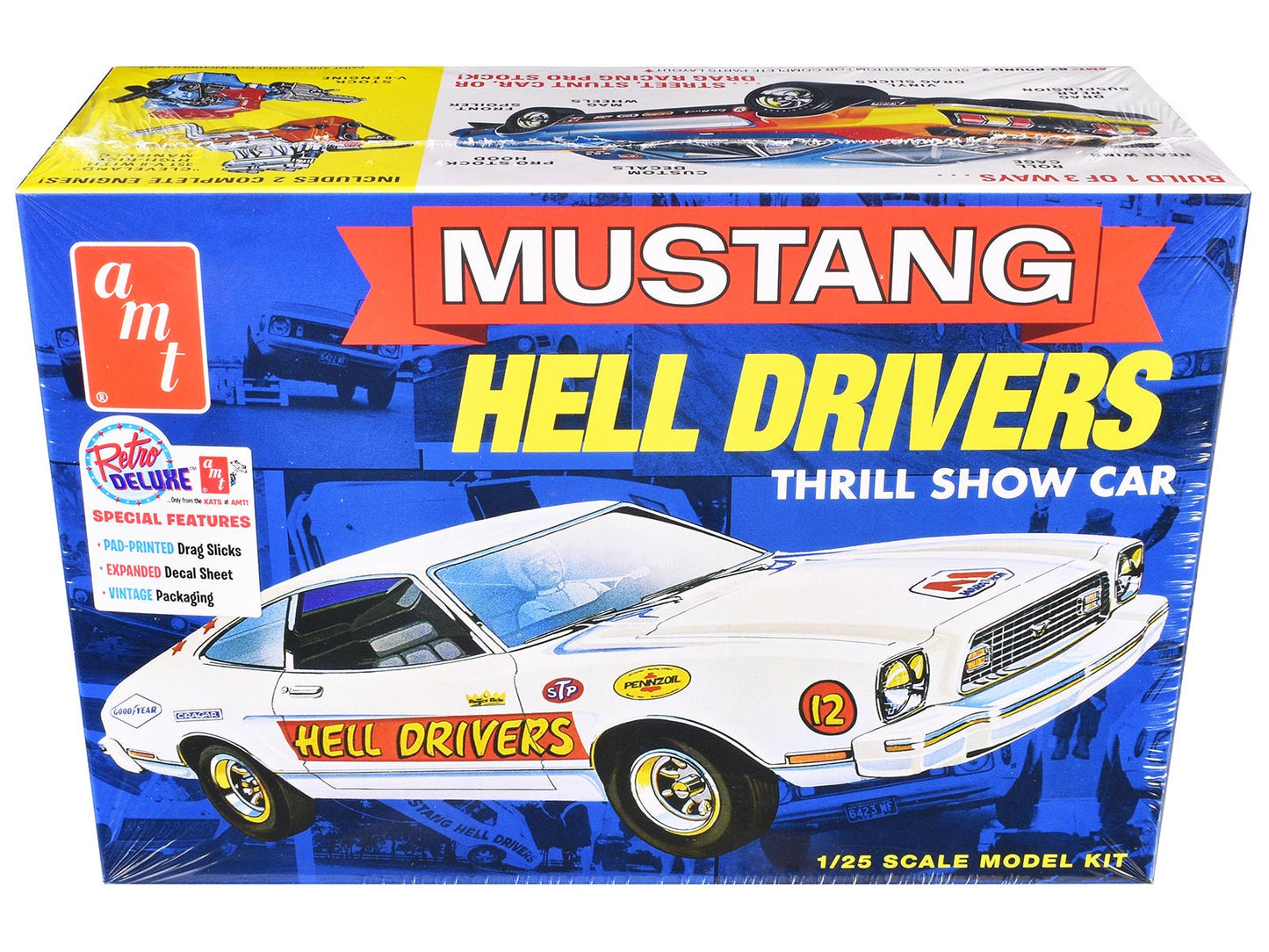 Skill 2 Model Kit 1977 Ford Mustang "Hell Drivers" Thrill Show Car 1/25 Scale Model by AMT  free shipping USA