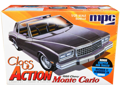 Skill 2 Model Kit 1980 Chevrolet Monte Carlo "Class Action" with Motorcycle and Trailer (Skill 2) 1/25 Scale Model Car by MPC  free shipping USA