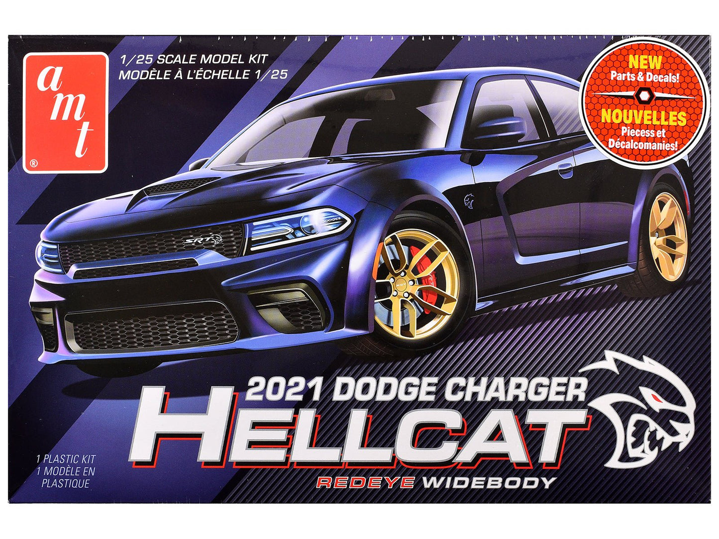 Skill 2 Model Kit 2021 Dodge Charger Hellcat Redeye Widebody 1/25 Scale Model by AMT  free shipping USA