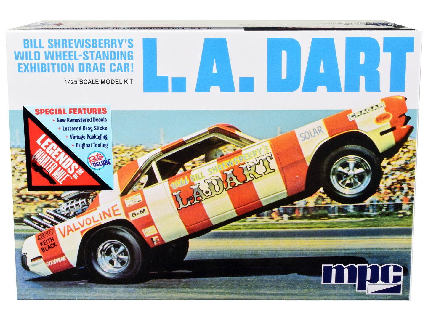 Skill 2 Model Kit Bill Shrewsberry's L.A. Dart Wheelstander Drag Car "Legends of the Quarter Mile" Series 1/25 Scale Model Car by MPC  free shipping USA