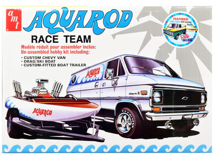 Skill 2 Model Kit Chevrolet Custom Van with Drag/Ski Boat and Trailer "Aqua Rod Race Team" 1/25 Scale Model by AMT  free shipping USA