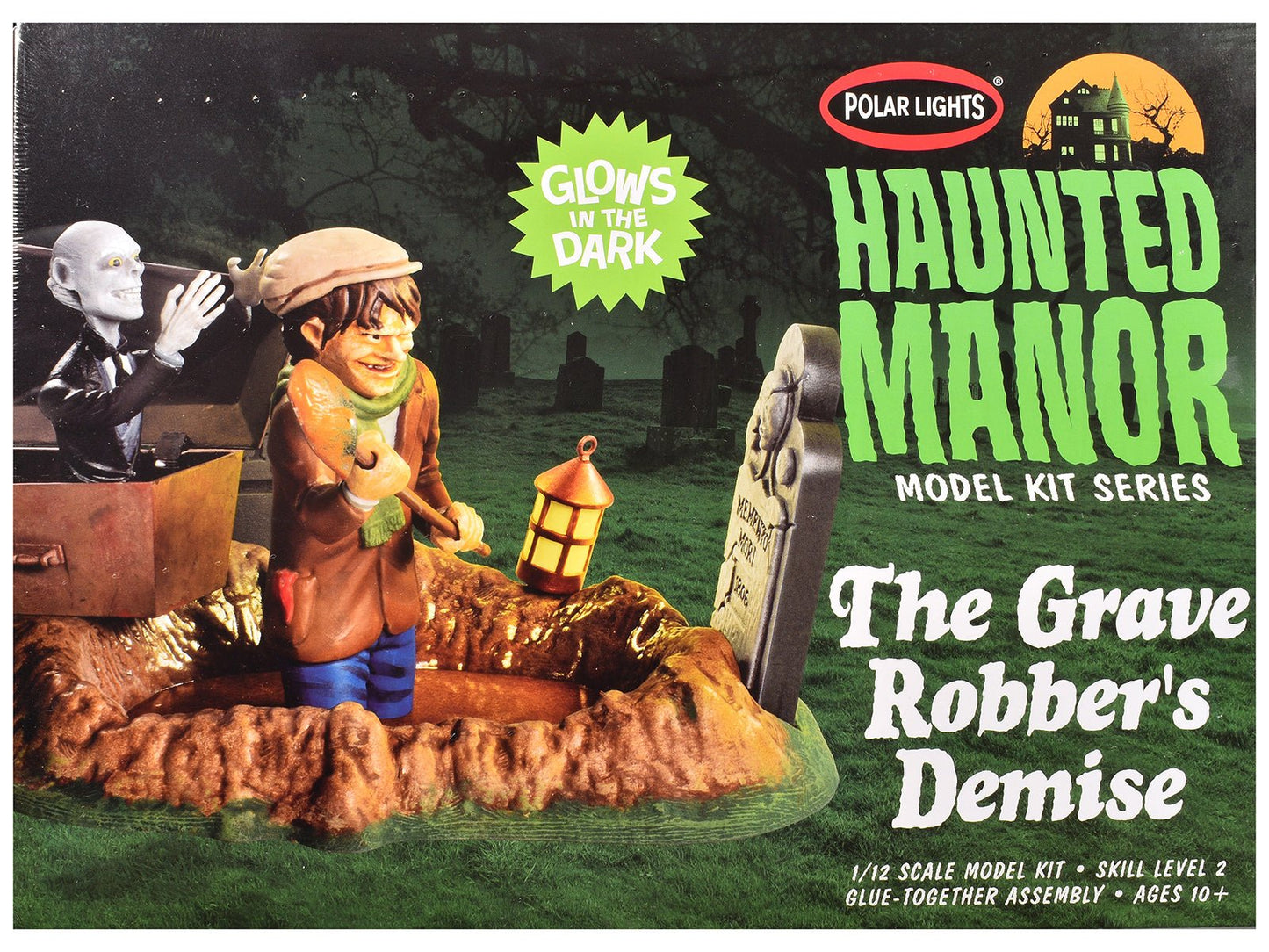 Skill 2 Model Kit Haunted Manor "The Grave Robber's Demise" Diorama Set 1/12 Scale Model by Polar Lights  free shipping USA
