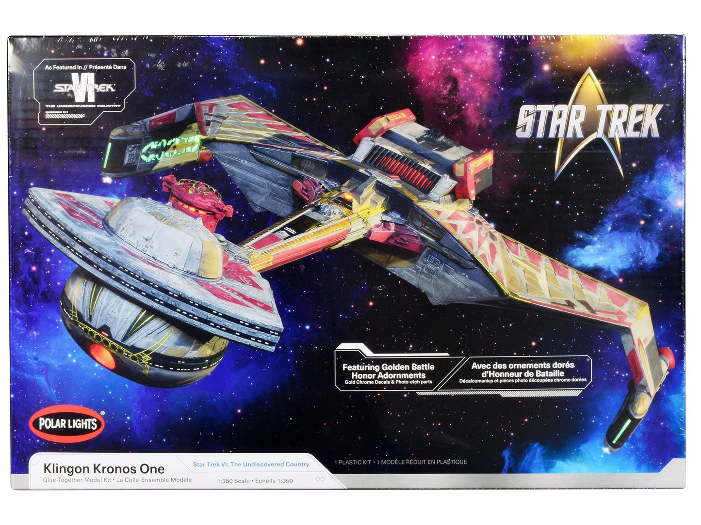 Skill 2 Model Kit Klingon Kronos One Spaceship "Star Trek VI: The Undiscovered Country" (1991) Movie 1/350 Scale Model by Polar Lights  free shipping USA