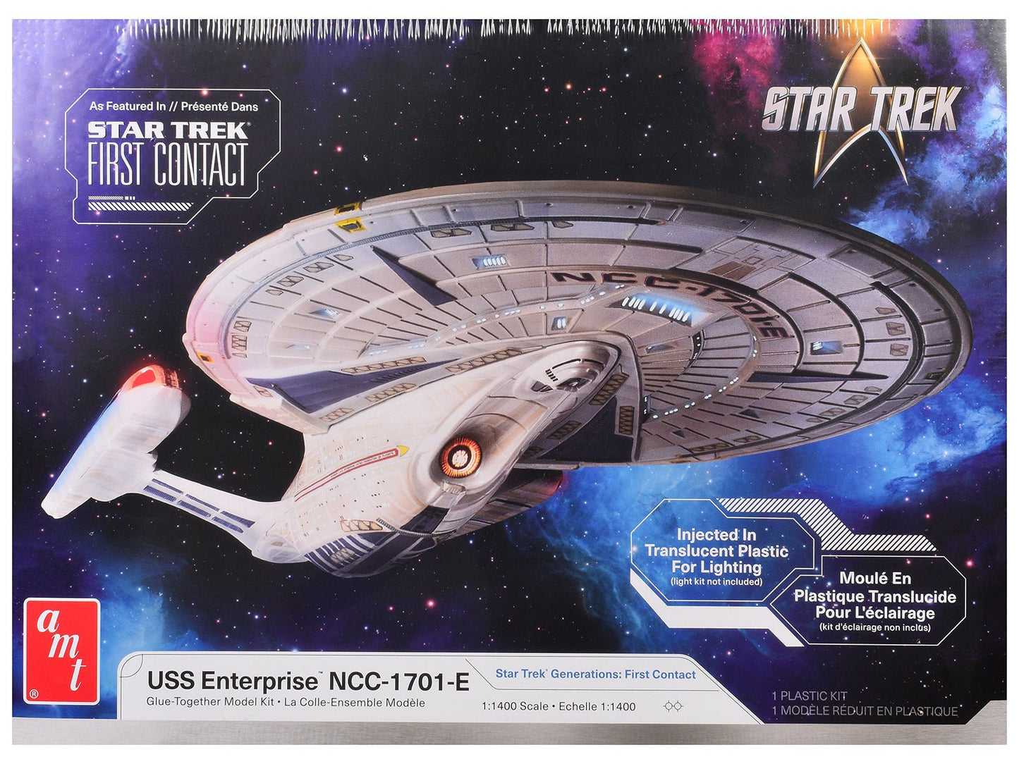 Skill 2 Model Kit U.S.S. Enterprise NCC-1701-E Space Ship "Star Trek: First Contact" (1996) Movie 1/1400 Scale Model by AMT  free shipping USA