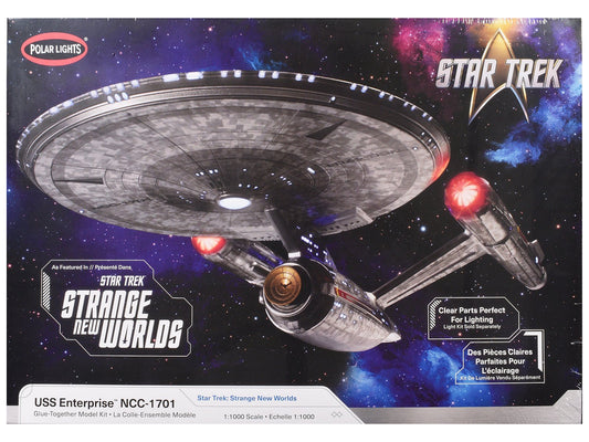 Skill 2 Model Kit USS Enterprise NCC-1701 Spacecraft "Star Trek: Strange New Worlds" (2022-Current) TV Series 1/1000 Scale Model by Polar Lights  free shipping USA