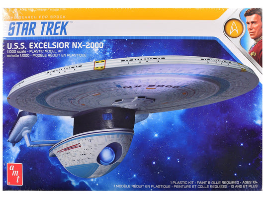 Skill 2 Model Kit U.S.S. Excelsior NX-2000 Space Ship "Star Trek III: The Search for Spock" (1984) Movie 1/1000 Scale Model by AMT  free shipping USA