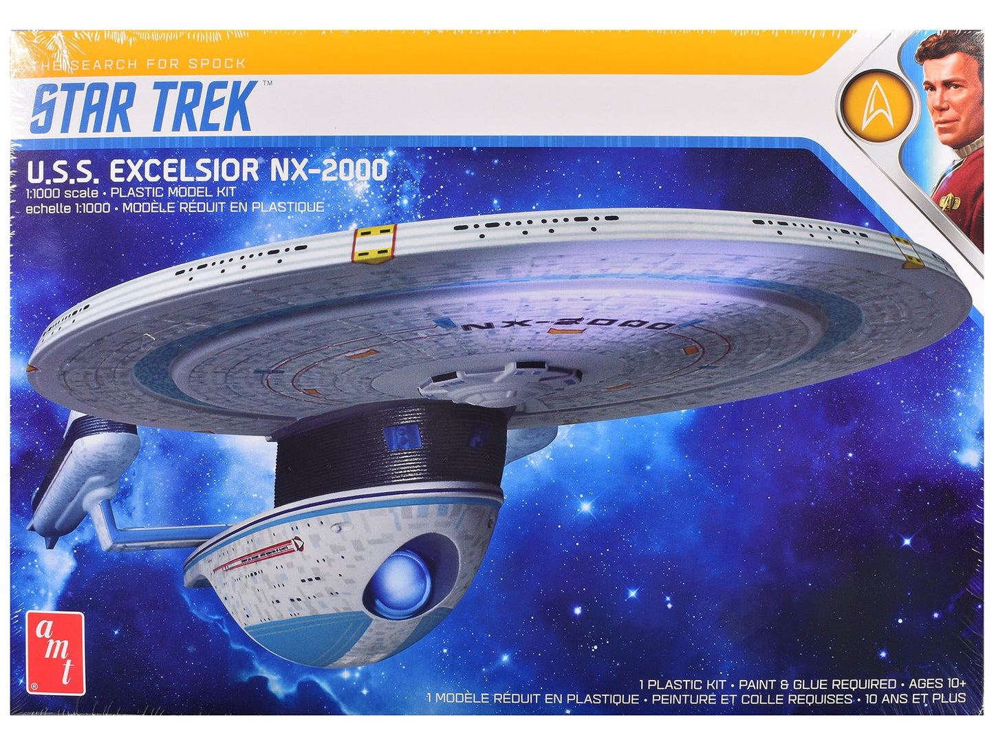 Skill 2 Model Kit U.S.S. Excelsior NX-2000 Space Ship "Star Trek III: The Search for Spock" (1984) Movie 1/1000 Scale Model by AMT  free shipping USA