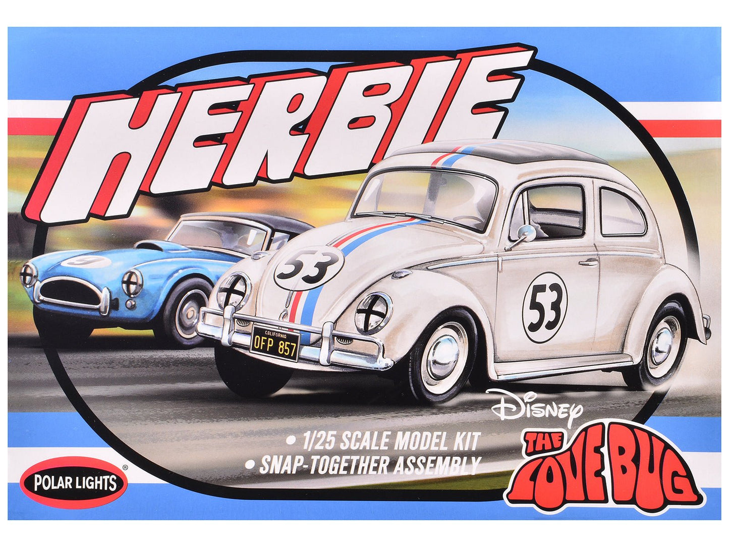 Skill 2 Model Kit Volkswagen Beetle Herbie "The Love Bug" (1969) Movie 1/25 Scale Model by Polar Lights  free shipping USA
