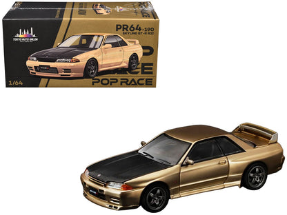 Skyline GT-R R32 RHD (Right Hand Drive) Chrome Gold with Carbon Hood "Tokyo Auto Salon 2025" 1/64 Diecast Model Car by Pop Race  free shipping USA
