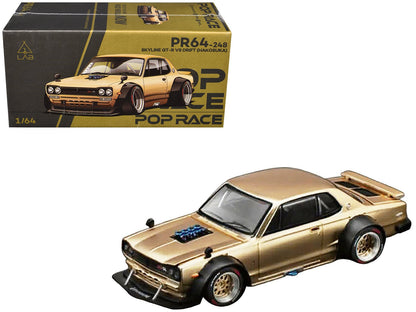 Skyline GT-R V8 Drift "Hakosuka" RHD (Right Hand Drive) Gold Metallic 1/64 Diecast Model Car by Pop Race  free shipping USA