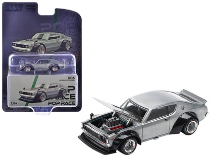 Skyline KPGC110 "Kenmeri" RHD (Right Hand Drive) Raw Metal "Enigma Exclusive Edition" 1/64 Diecast Model Car by Pop Race  free shipping USA
