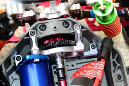 GPM ALUMINUM SPUR GEAR COVER MOUNT TRAXXAS SLASH 4X4 LCG / DEEGAN 38 FIESTA BLUE