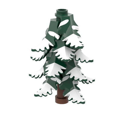 Dark Green Plant Leaf - Covered Snow - Winter - Custom Printed - Made Using a LEGO® Part