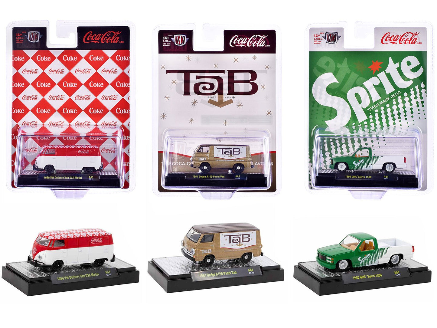 "Sodas" Set of 3 pieces Release 41 Limited Edition to 9250 pieces Worldwide 1/64 Diecast Model Cars by M2 Machines  free shipping USA