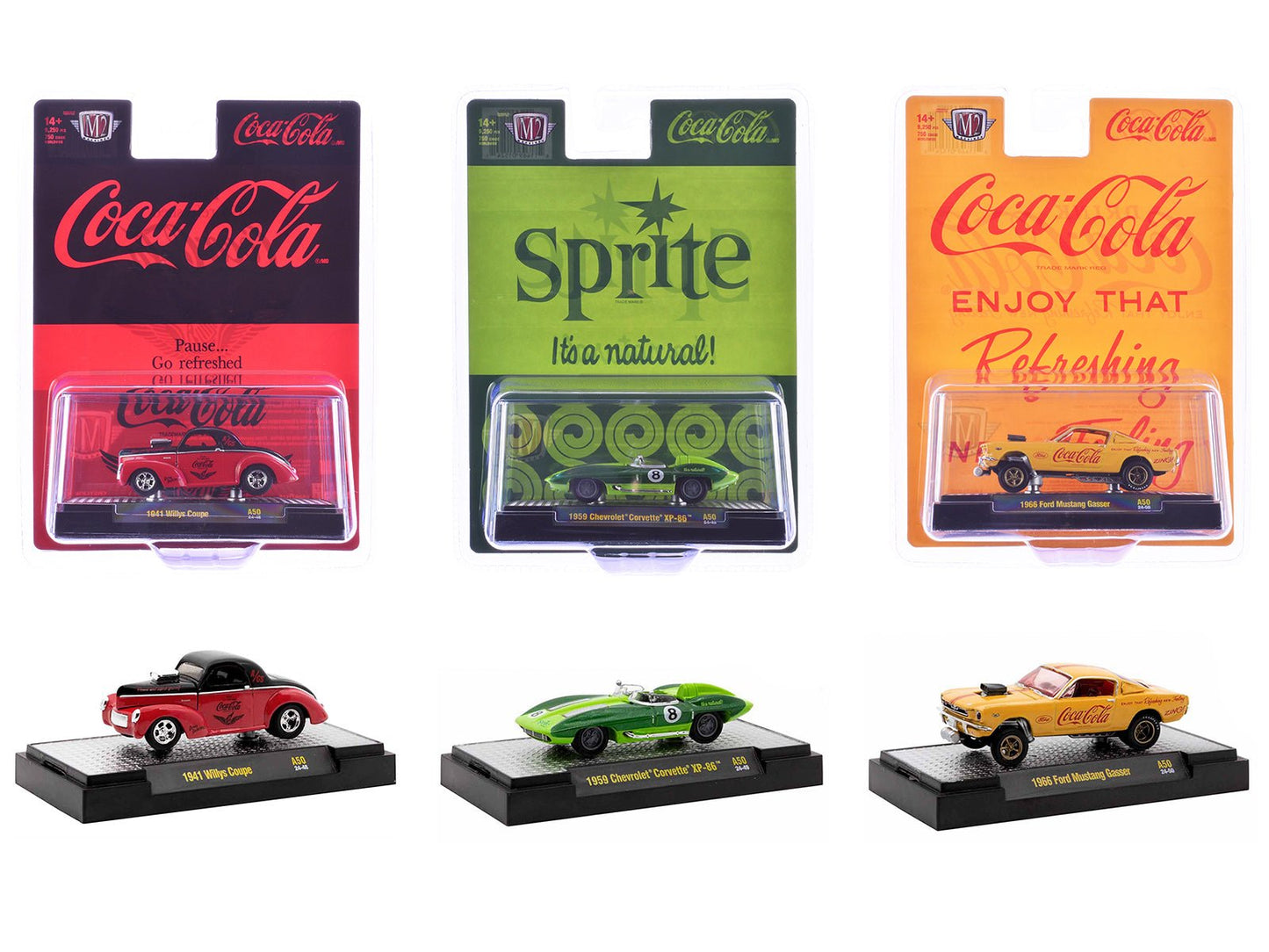 "Sodas" Set of 3 pieces Release 50 Limited Edition to 10000 pieces Worldwide 1/64 Diecast Model Cars by M2 Machines  free shipping USA