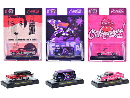 "Sodas" Set of 3 pieces Release 59 Limited Edition to 9600 pieces Worldwide 1/64 Diecast Model Cars by M2 Machines  free shipping USA