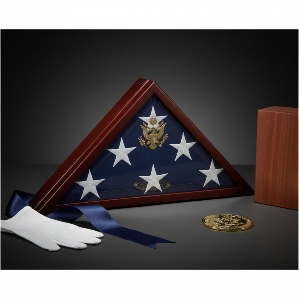 Coffin Flag Case Flag Frame, Flag Display case for Large Flag.