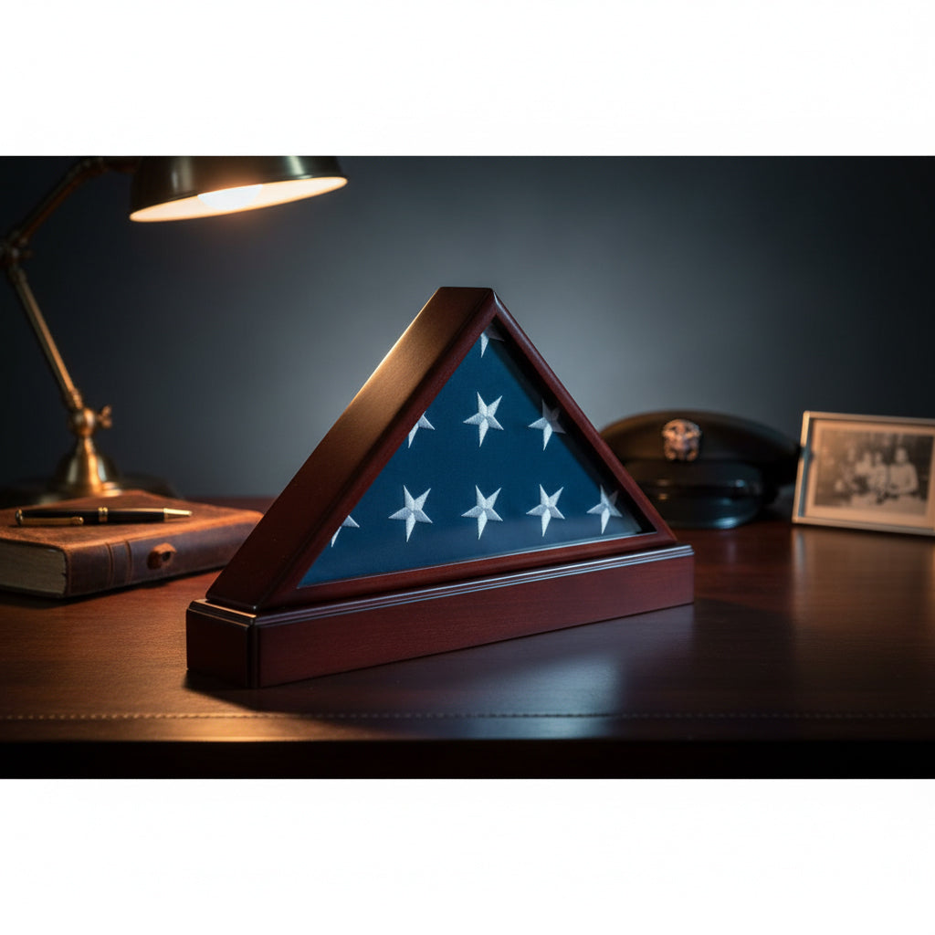 Burial/Funeral Flag Display Case Frame with Pedestal Stand