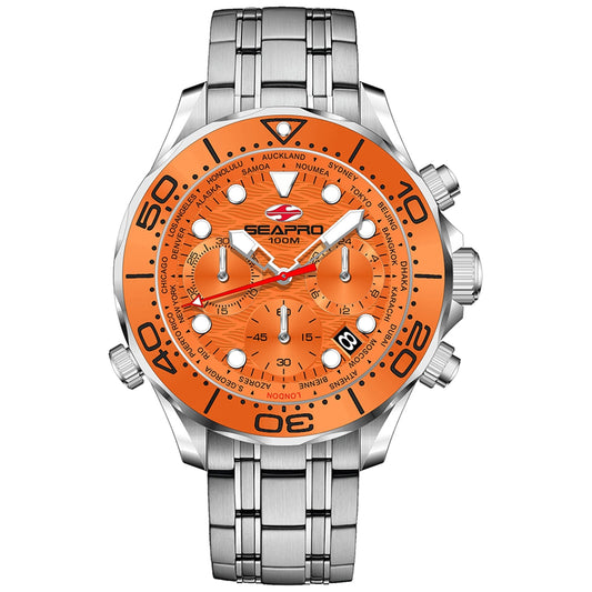 Seapro Men's Mondial Timer Orange Dial Watch - SP0154 by Balec Group