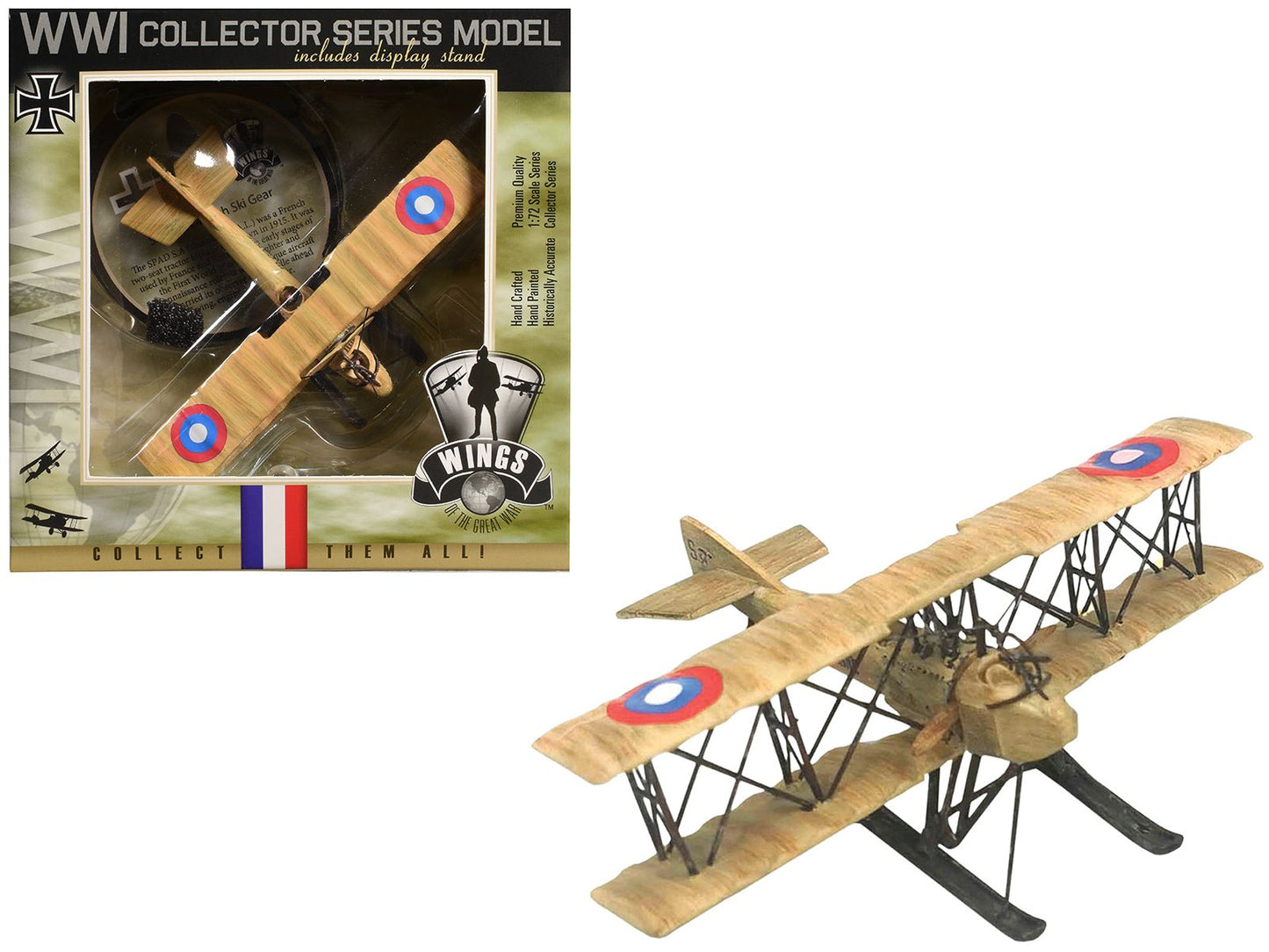 SPAD SA 4 Aircraft with Ski Gear "French Air Force" 1/72 Model Airplane by Wings of the Great War  free shipping USA