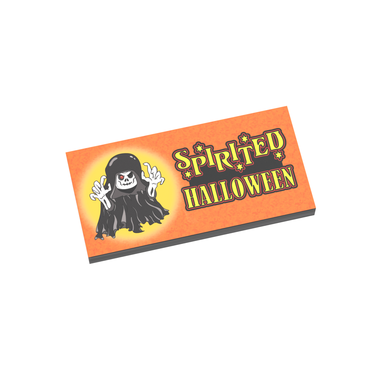 "Spirited Halloween" Store Sign - Halloween - Custom Printed 2x4 Tile - Made Using LEGO ® Parts