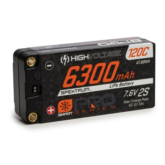 Spektrum 7.6V 6300mAh 2S 120C Smart Pro Race Shorty Hardcase LiHV Battery 5mm