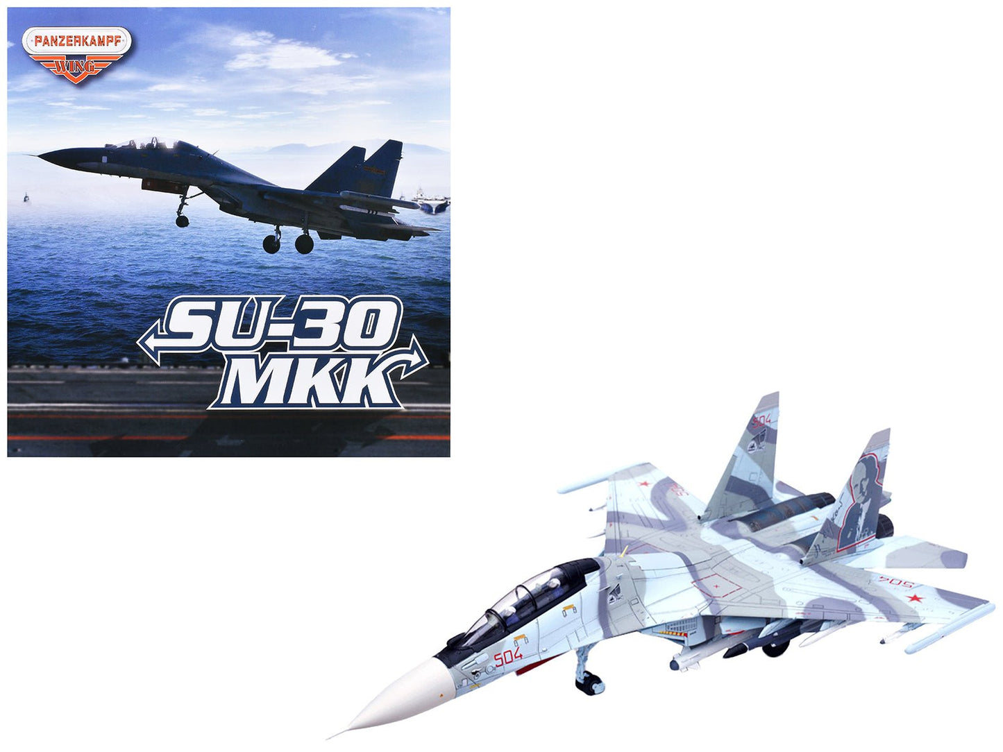 Sukhoi Su-30MKK Flanker-G Fighter Aircraft #504 "Russian Air Force" "Wing" Series 1/72 Diecast Model by Panzerkampf  free shipping USA