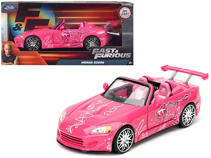 Suki's 2001 Honda S2000 Convertible Pink with Graphics "Fast & Furious" Movie 1/24 Diecast Model Car by Jada  free shipping USA