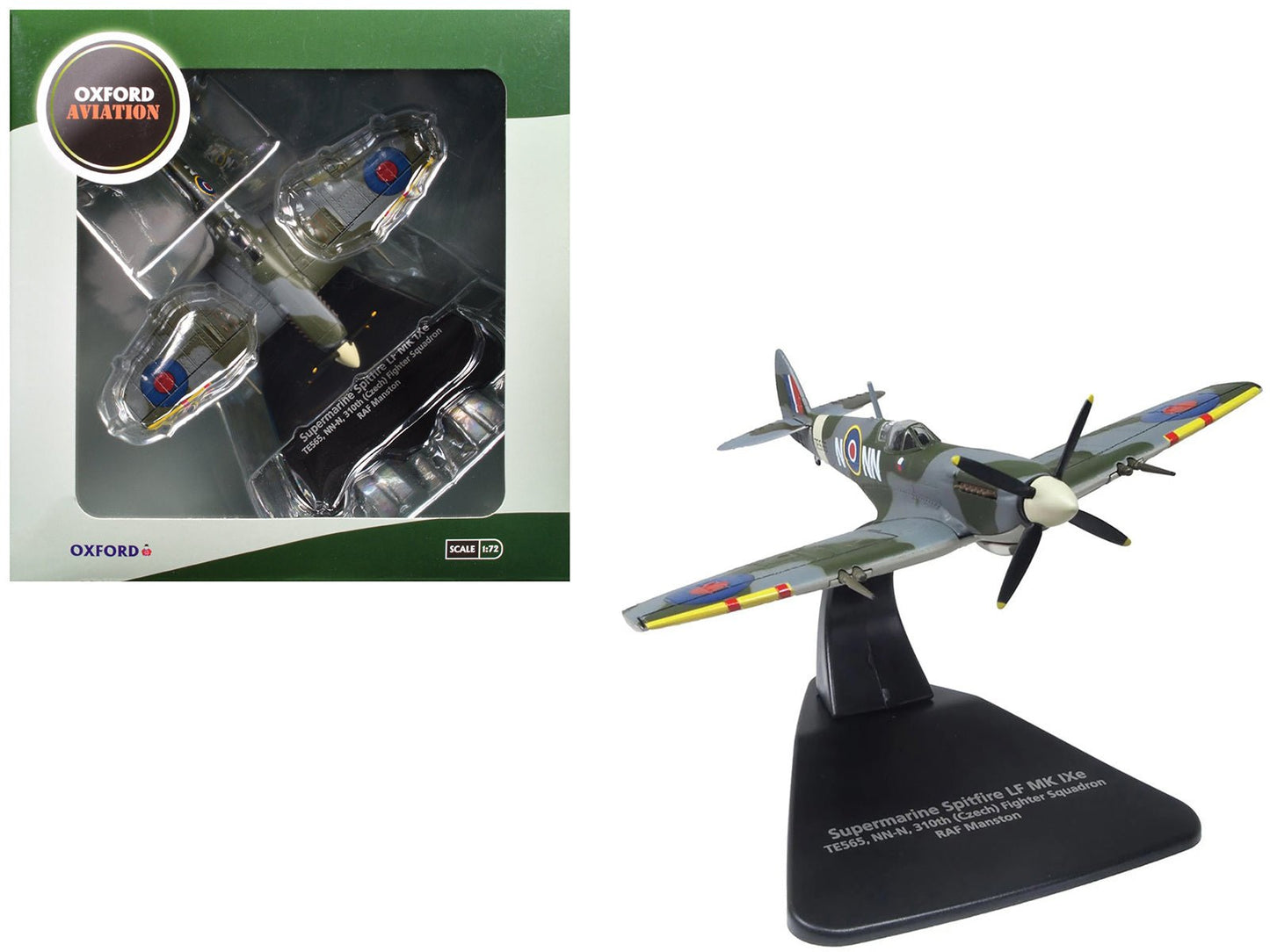 Supermarine Spitfire LF MK IXe Fighter Aircraft "TE565 10th (Czech) Fighter Squadron RAF Manston" Royal Air Force 1/72 Diecast Model Airplane by Oxford Diecast  free shipping USA