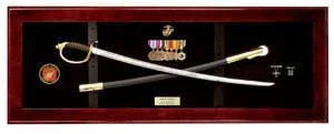 USMC NCO Sword Display Case, Sword Cases, Marine Sword frame - Oak
