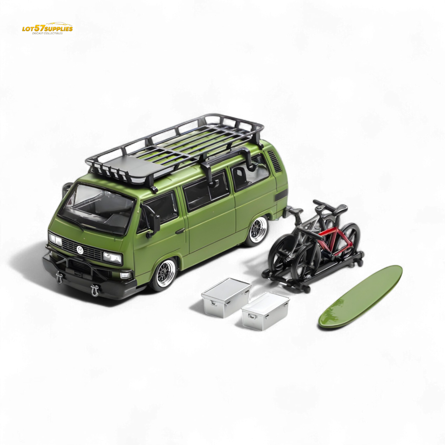 Mortal VW T3 Lowrider Military green - Accessories Included 1:64