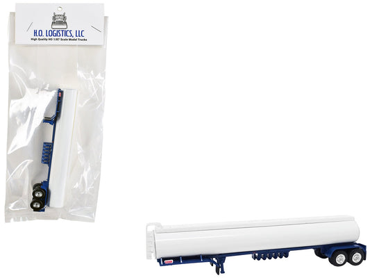 Tanker Trailer White and Blue 1/87 (HO) Scale Plastic Model by HO Logistics  free shipping USA