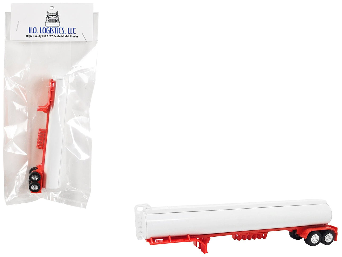 Tanker Trailer White and Red 1/87 (HO) Scale Plastic Model by HO Logistics  free shipping USA