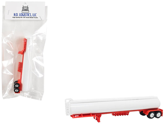 Tanker Trailer White and Red 1/87 (HO) Scale Plastic Model by HO Logistics  free shipping USA
