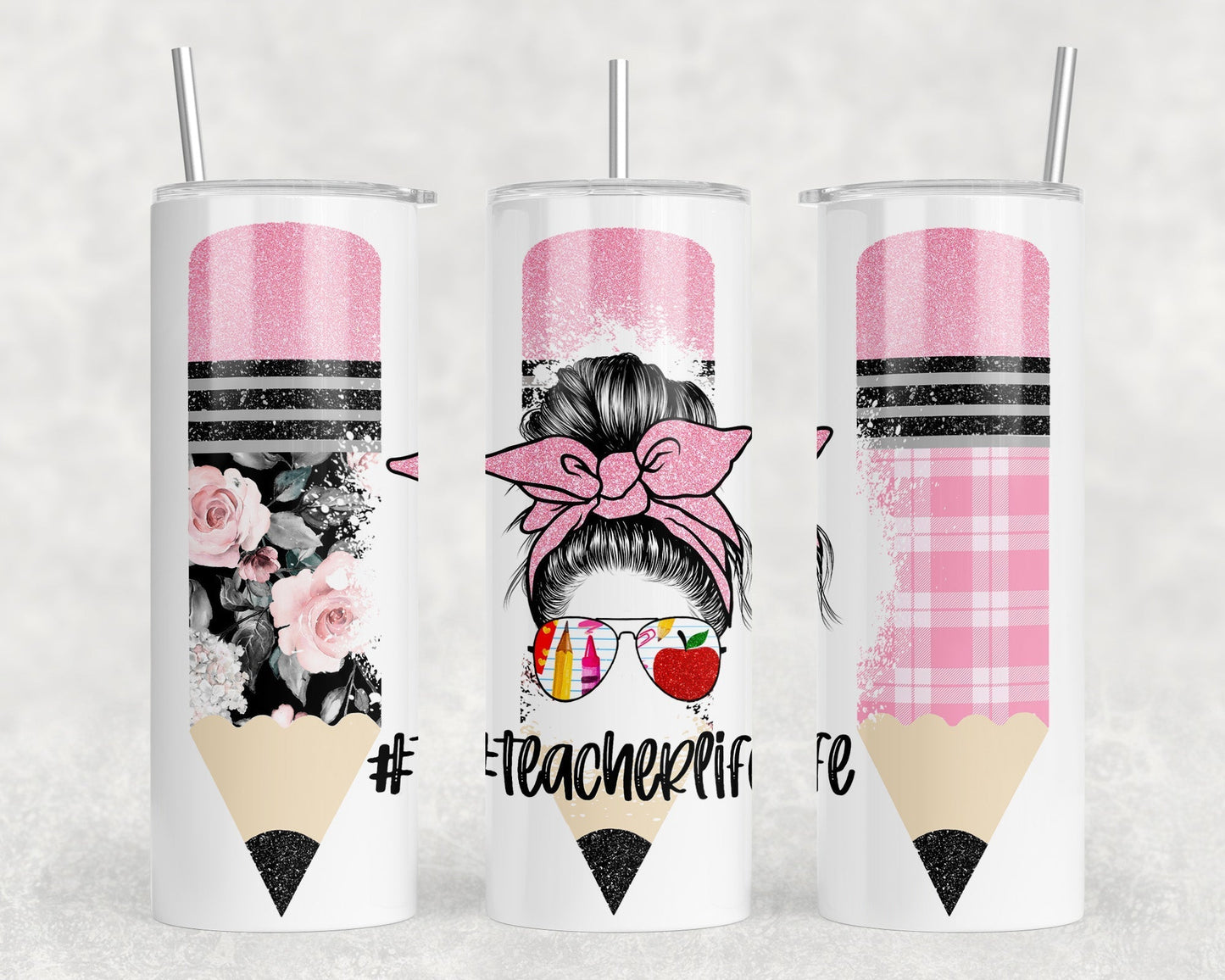 Teacher Life - 20 oz Steel Skinny Tumbler - Optional Blue Tooth Speaker - Speaker Color will Vary by Rowdy Ridge Co