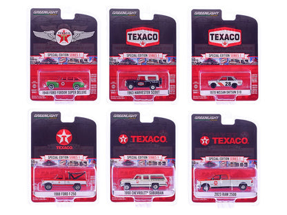 "Texaco Special Edition" Series 1 Set of 6 pieces 1/64 Diecast Model Cars by Greenlight  free shipping USA