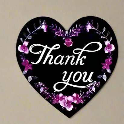Thank You Stickers 1.5 inch 500 Count Per Roll Pink Flowers Heart Shaped Shipping Supplies