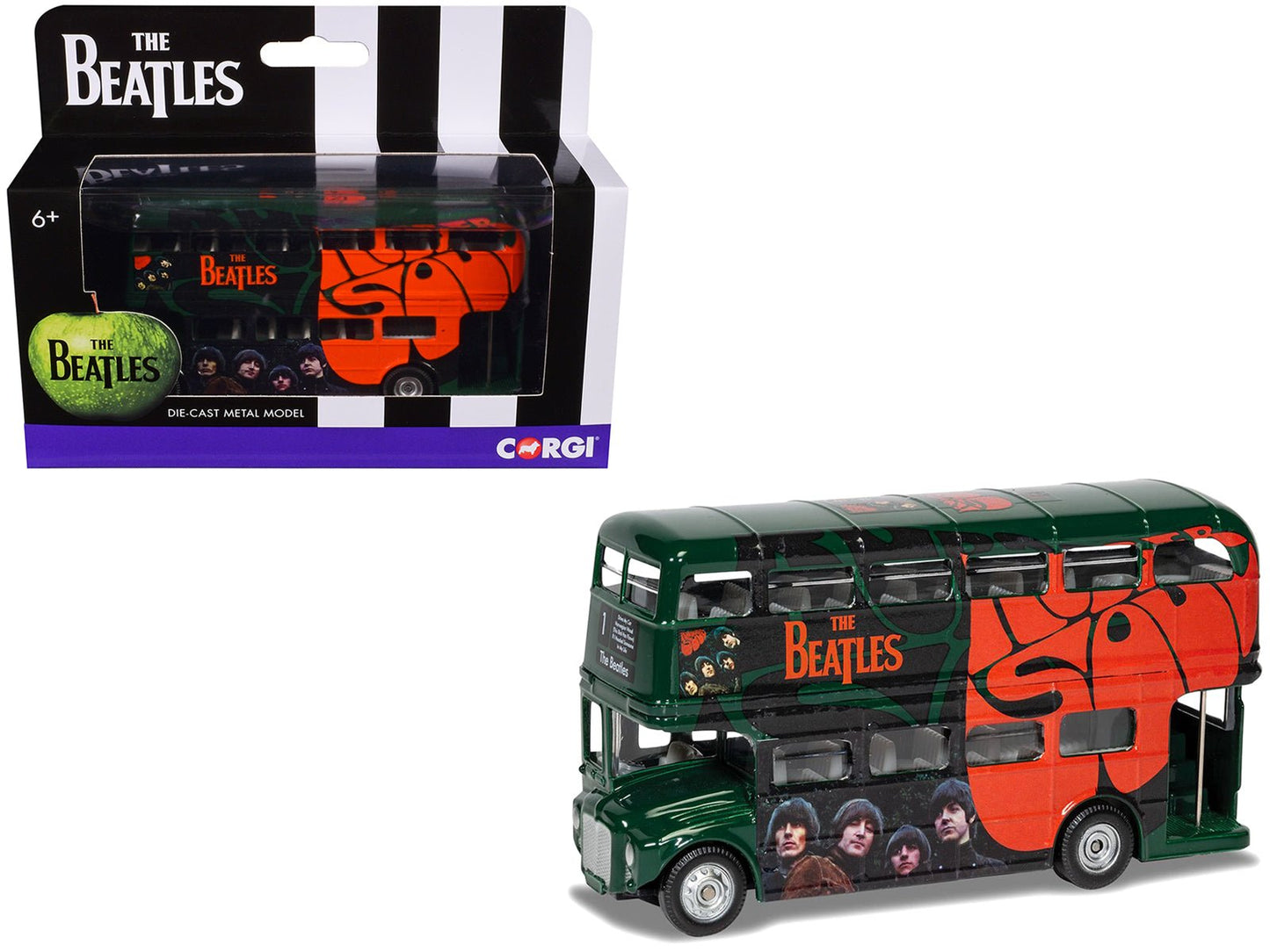 The Beatles London Double Decker Bus "Rubber Soul" Green Diecast Model Car by Corgi  free shipping USA