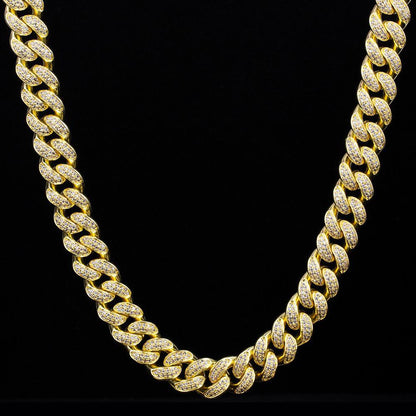 The Lion Heart® - 12mm 2 Rows Iced Out Diamond Cuban Link Chain in 14K Gold by Bling Proud | Urban Jewelry Online Store