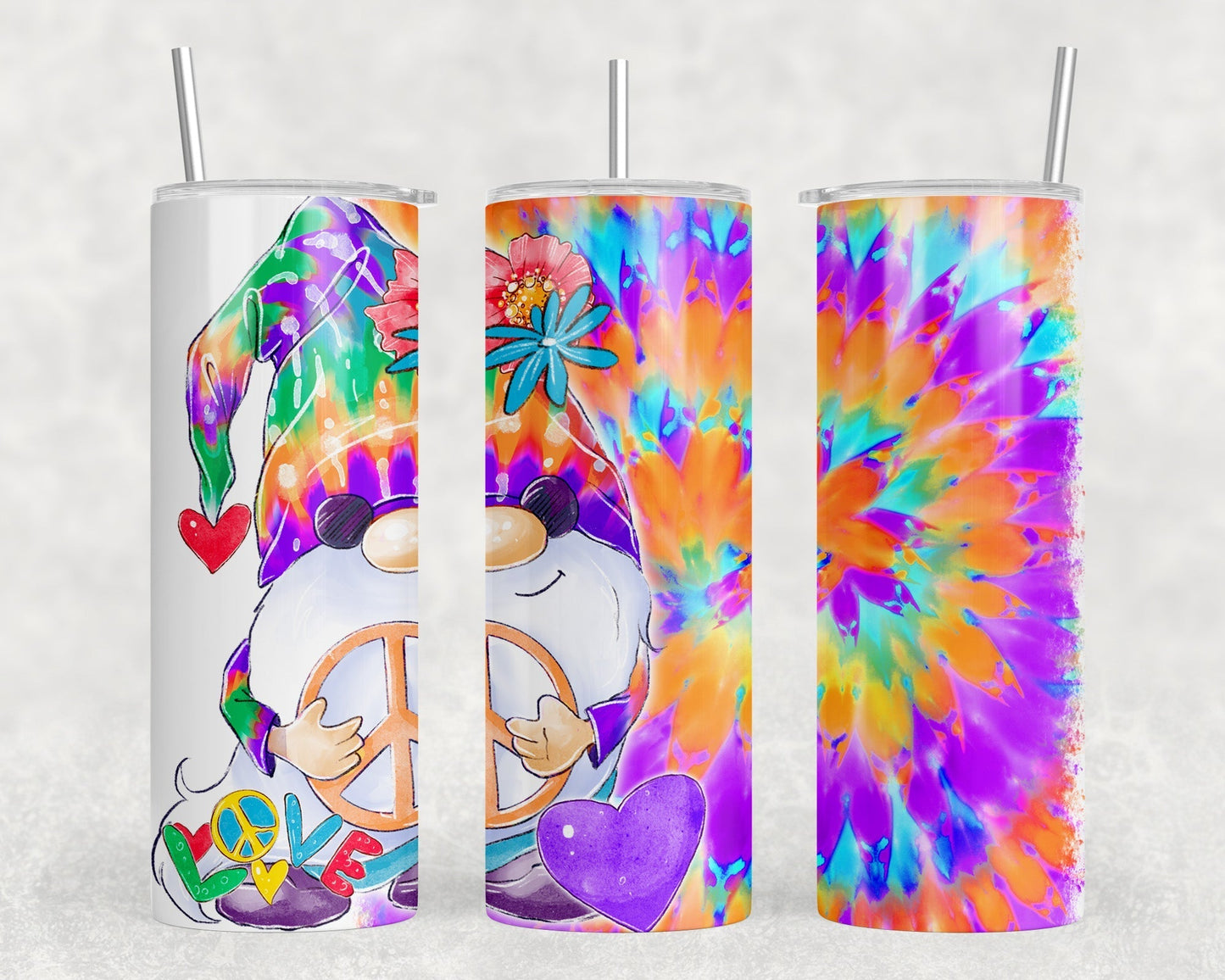 Tie Dye Gnome|Skinny Tumbler|Optional Bluetooth Speaker| Speaker Color Varies by Rowdy Ridge Co