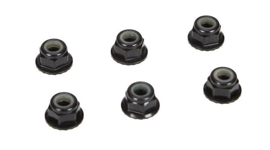 Losi 4mm Aluminum Serrated Lock Nut Set (6) Black 22 / 4.0 22T 22SCT 22X-4