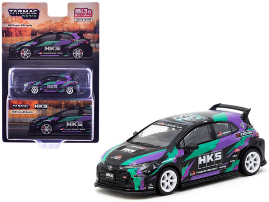 Toyota GR Corolla RHD (Right Hand Drive) "HKS" Black with Graphics "Global64" Series 1/64 Diecast Model by Tarmac Works  free shipping USA