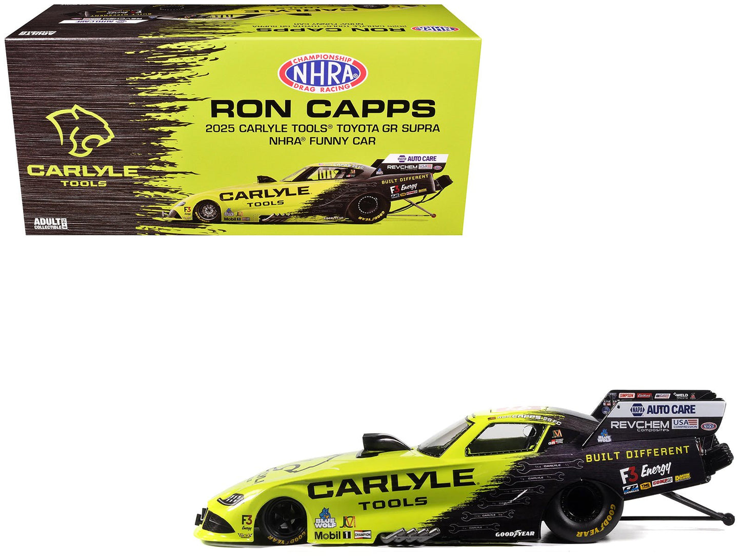 Toyota GR Supra NHRA Funny Car Ron Capps "Carlyle Tools" (2025) Limited Edition 1/24 Diecast Model by Auto World  free shipping USA