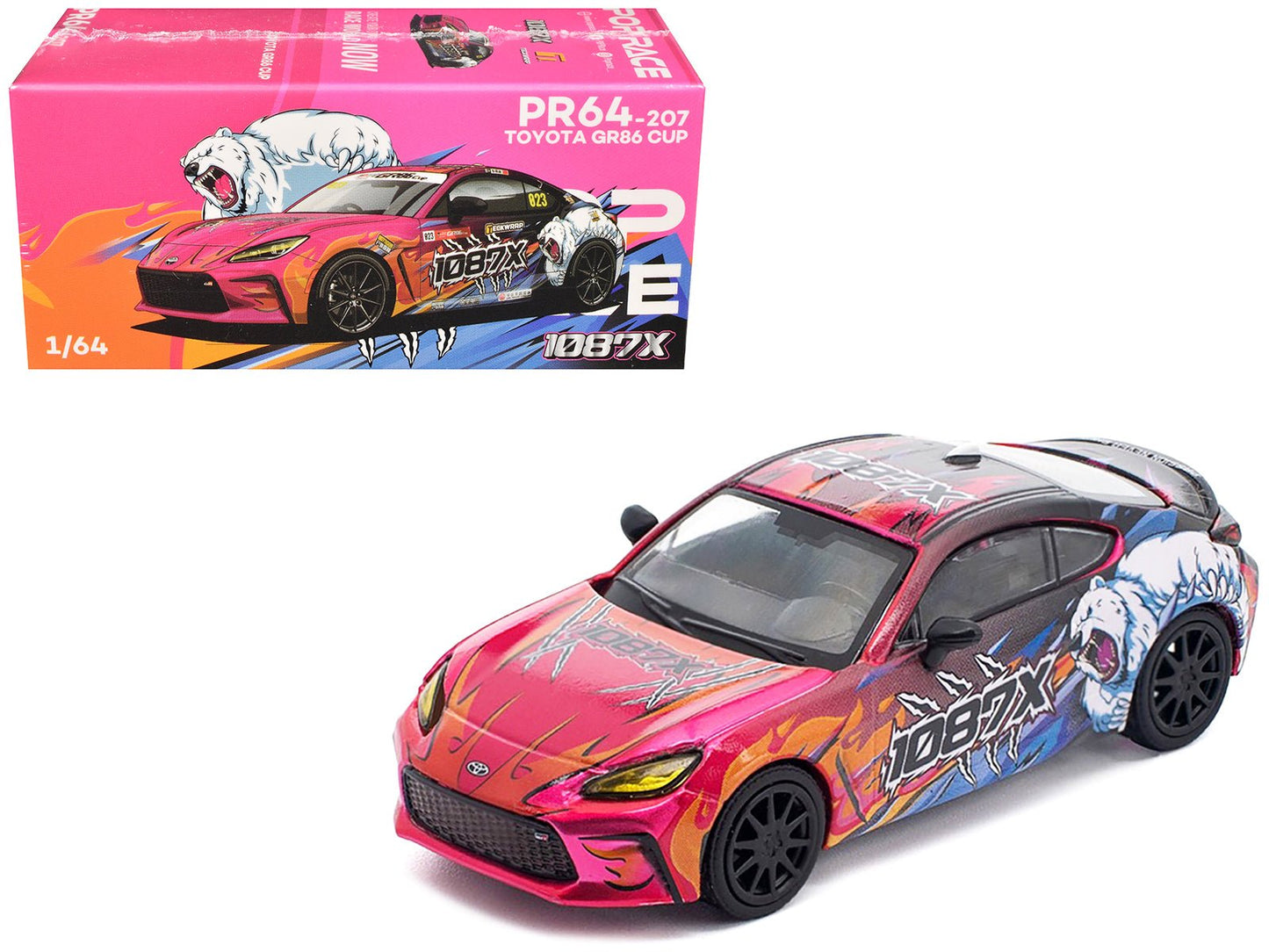 Toyota GR86 #823 1087X "Toyota GR86 Cup" (2025) 1/64 Diecast Model Car by Pop Race  free shipping USA