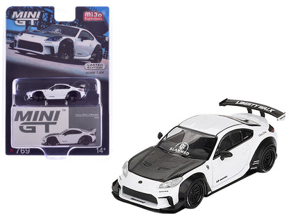 Toyota GR86 "LB-Nation - Liberty Walk" White with Carbon Hood Limited Edition 1/64 Diecast Model Car by Mini GT  free shipping USA