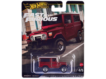Toyota Land Cruiser FJ43 Red with White Top "The Fate of the Furious" (2017) Movie "Fast & Furious" Series Diecast Model Car by Hot Wheels  free shipping USA