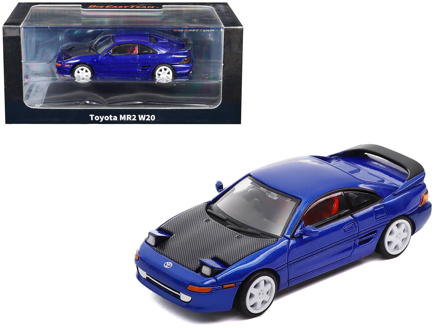Toyota MR2 W20 RHD (Right Hand Drive) Blue Metallic with Carbon Hood 1/64 Diecast Model Car by Die Cast Team  free shipping USA