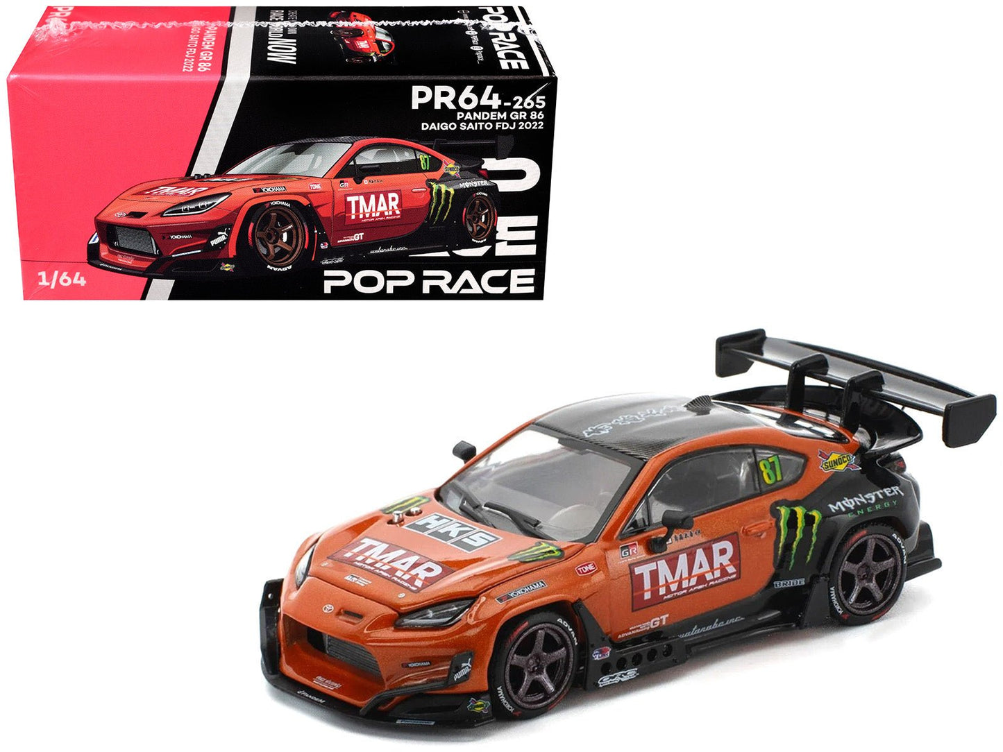 Toyota Pandem GR86 #87 Daigo Saito "Formula Drift Japan" (2022) 1/64 Diecast Model Car by Pop Race  free shipping USA
